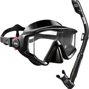 Aegend Snorkeling Gear for Adult Men Women: Diving Mask with Dry Snorkel Set – Anti Fog Panoramic Wide View with Mesh Bag for Snorkeling, Swimming & Diving