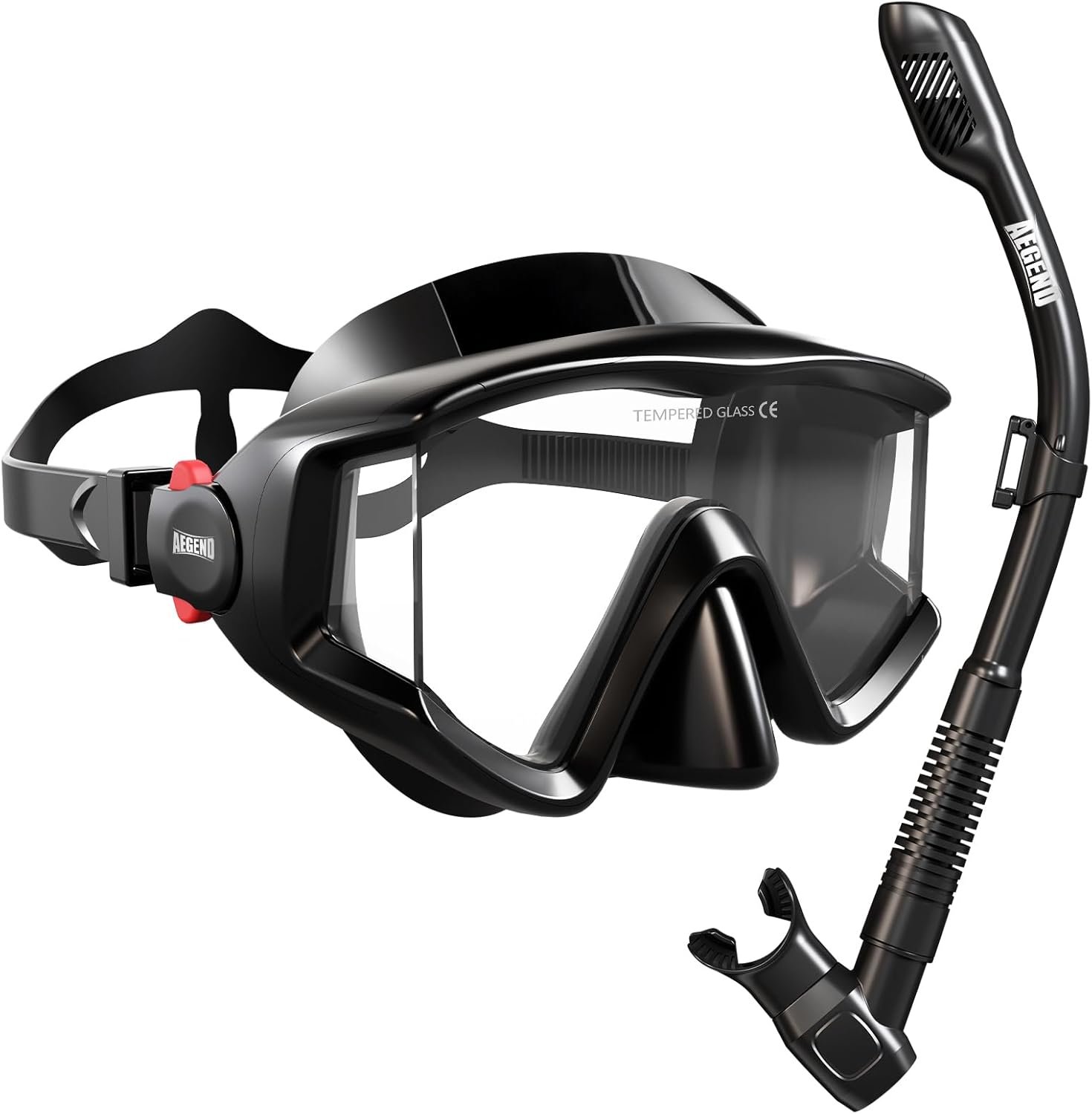 Aegend Snorkeling Gear for Adult Men Women: Diving Mask with Dry Snorkel Set - Anti Fog Panoramic Wide View with Mesh Bag for Snorkeling, Swimming & Diving