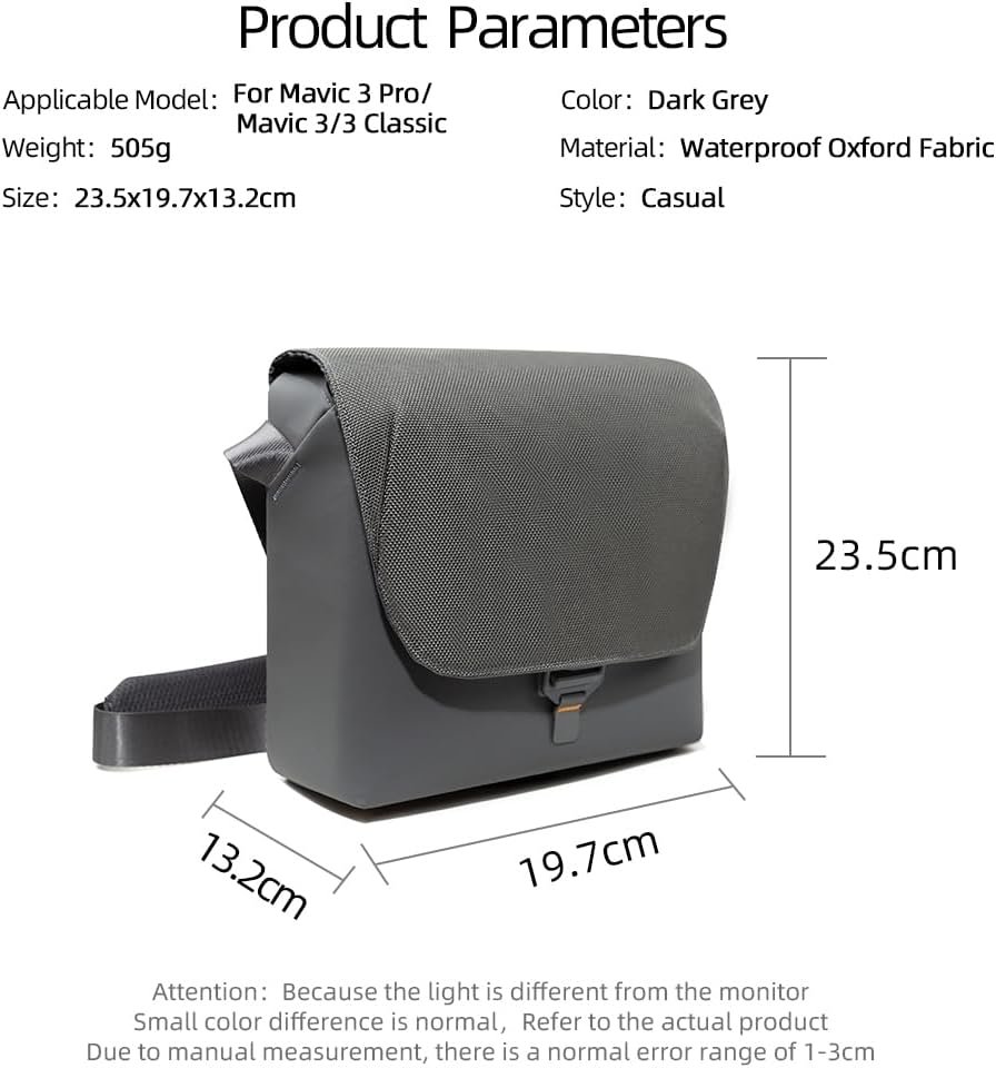 Travel Shoulder Bag for DJI Mavic 3 Pro/Mavic 3/ Mavic 3 Classic Drone Carrying Case Handbag Storage Bag with Adjustable Shoulder Strap(23.5 * 19.7 * 13.2cm/9.25 * 7.75 * 5.19inch) - Image 3