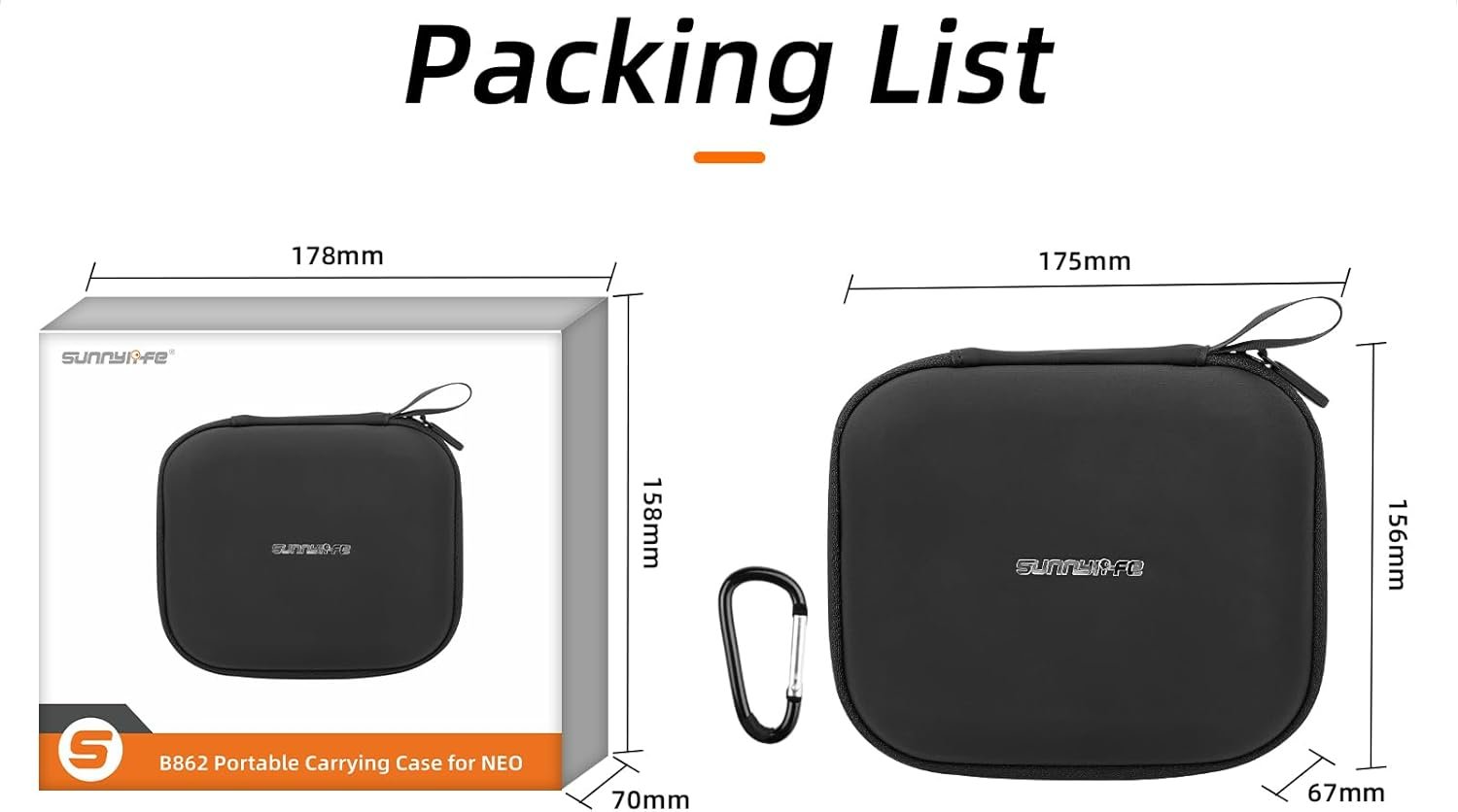 Protective Case for DJI Neo Storage Bag Waterproof Portable Mini Travel Carrying Case Accessory for DJI NEO Drone (BLACK) - Image 9