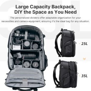ULANZI BP10 35L Hardshell Camera Backpack, Professional Splash-proof Photography Camera Case Anti Theft Travel f Photographers Unisex Drone DSLR Mirrorless Camera Lens Tripod Holder 17” Laptop Black