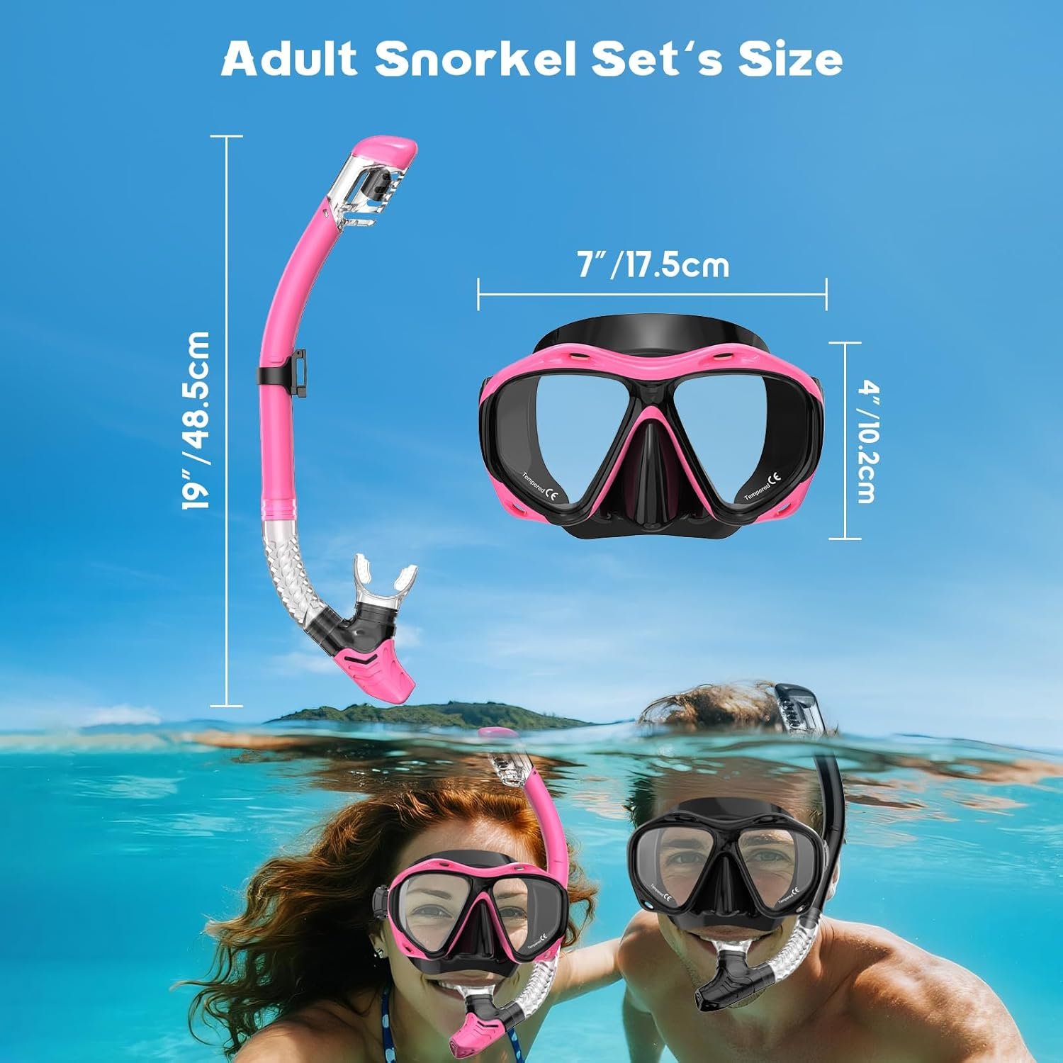 Snorkeling Gear for Adults, Dry Top Snorkel Mask Set, Diving Scuba Mask, Swimming Goggles with Nose Cover, HD Tempered Glass Panoramic Swim Freediving Anti-Leak Anti-Fog Travel Packages - Image 4