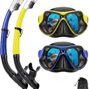 Snorkeling Gear for Adults Youth Kids, Dry-Top Snorkel Mask Set, Anti-Fog Scuba Diving Snorkle mask Set Adult, Panoramic Wide View Dive mask,Snorkeling Packages