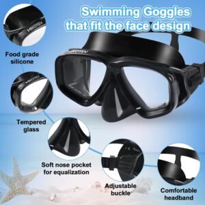 Snorkeling Set for Adults, Full Dry Snorkeling Mask Set for Adults, Anti-Fog Protection, Unisex,HD Panoramic View