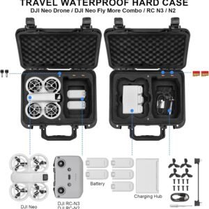 Lekufee Portable Waterproof Hard Case for DJI Neo 1 Drone (NOT for Neo 2), Fly More Combo, DJI RC N3/N2 Remote Controller and Accessories (Case Only)