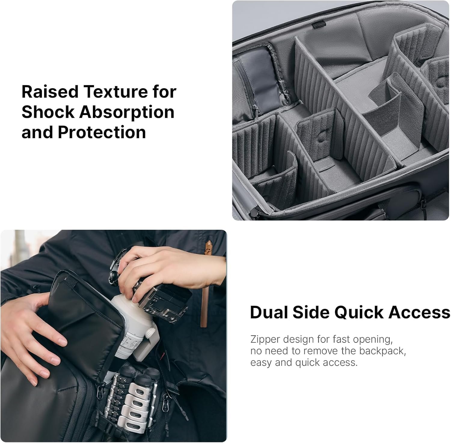 ULANZI BP10 35L Hardshell Camera Backpack, Professional Splash-proof Photography Camera Case Anti Theft Travel f Photographers Unisex Drone DSLR Mirrorless Camera Lens Tripod Holder 17'' Laptop Black - Image 7