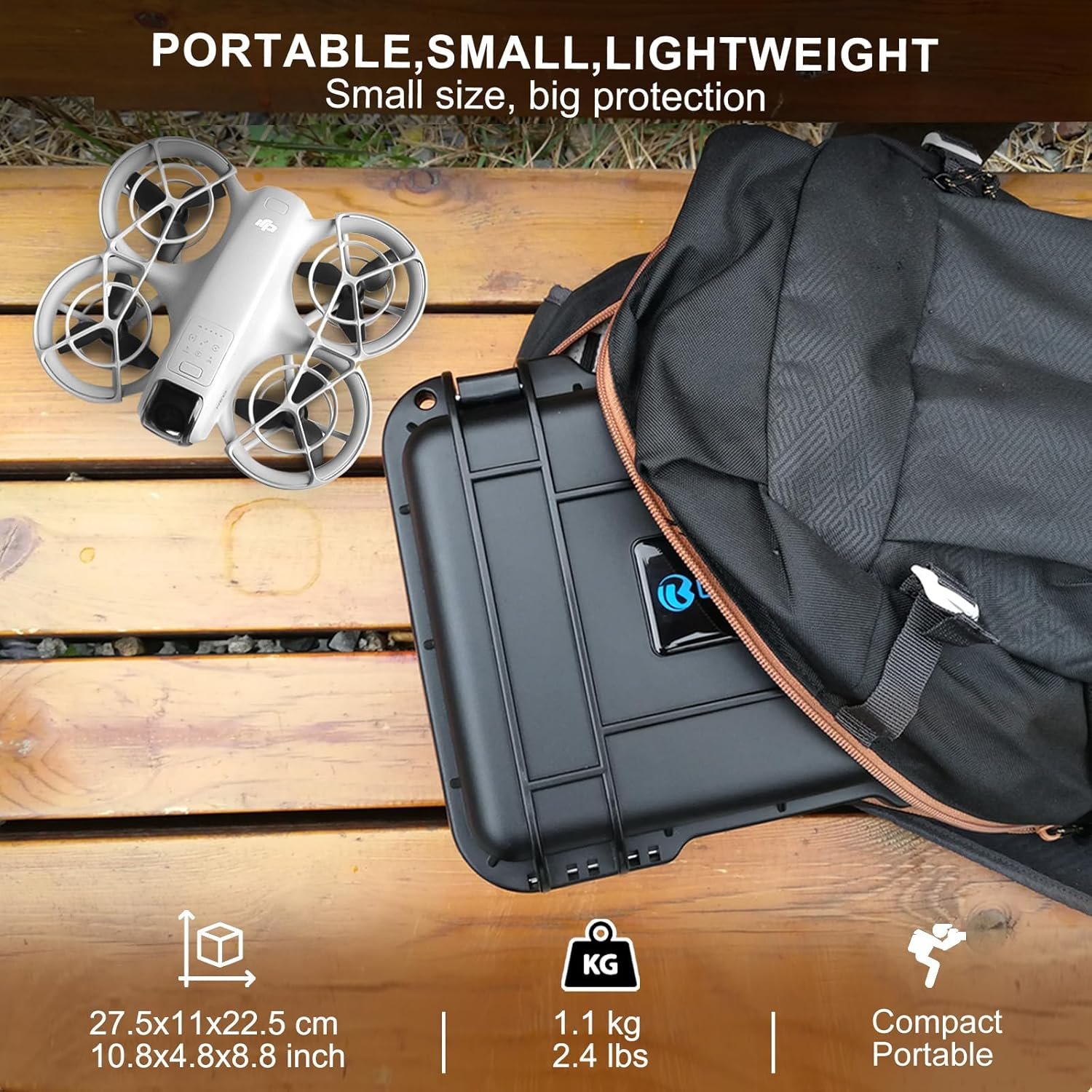 Lekufee Portable Waterproof Hard Case for DJI Neo 1 Drone (NOT for Neo 2), Fly More Combo, DJI RC N3/N2 Remote Controller and Accessories (Case Only) - Image 4