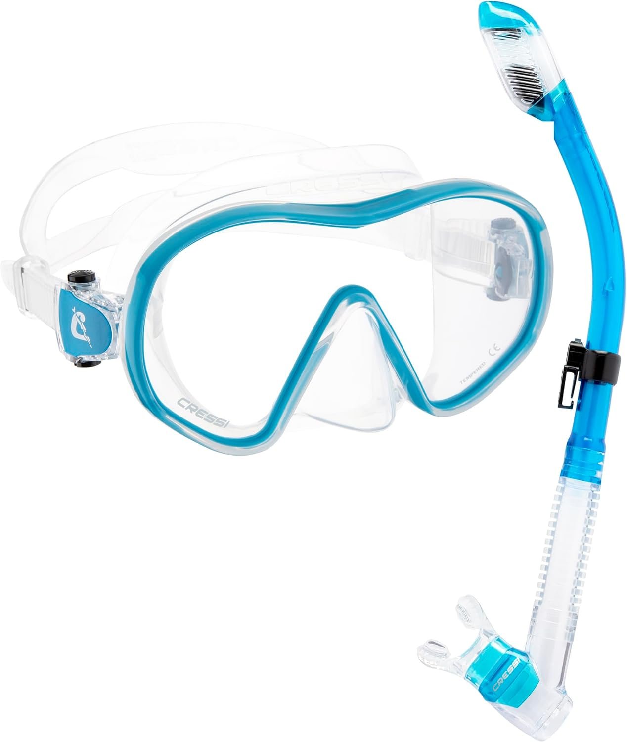 Cressi Single Lens Frameless Scuba Mask & Dry Snorkel for Snorkeling, Scuba Diving, F-Dual & Supernova Dry: Designed in Italy - Image 2