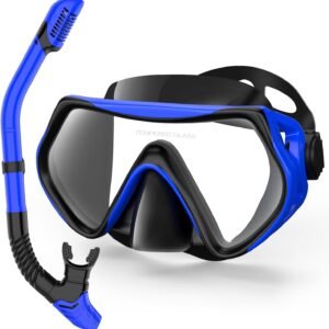Snorkeling Gear for Adults, Dry-Top Snorkel Set Scuba Diving mask, 180°Panoramic Wide View Professional Snorkeling Gear Breathing Freely Snorkel Mask