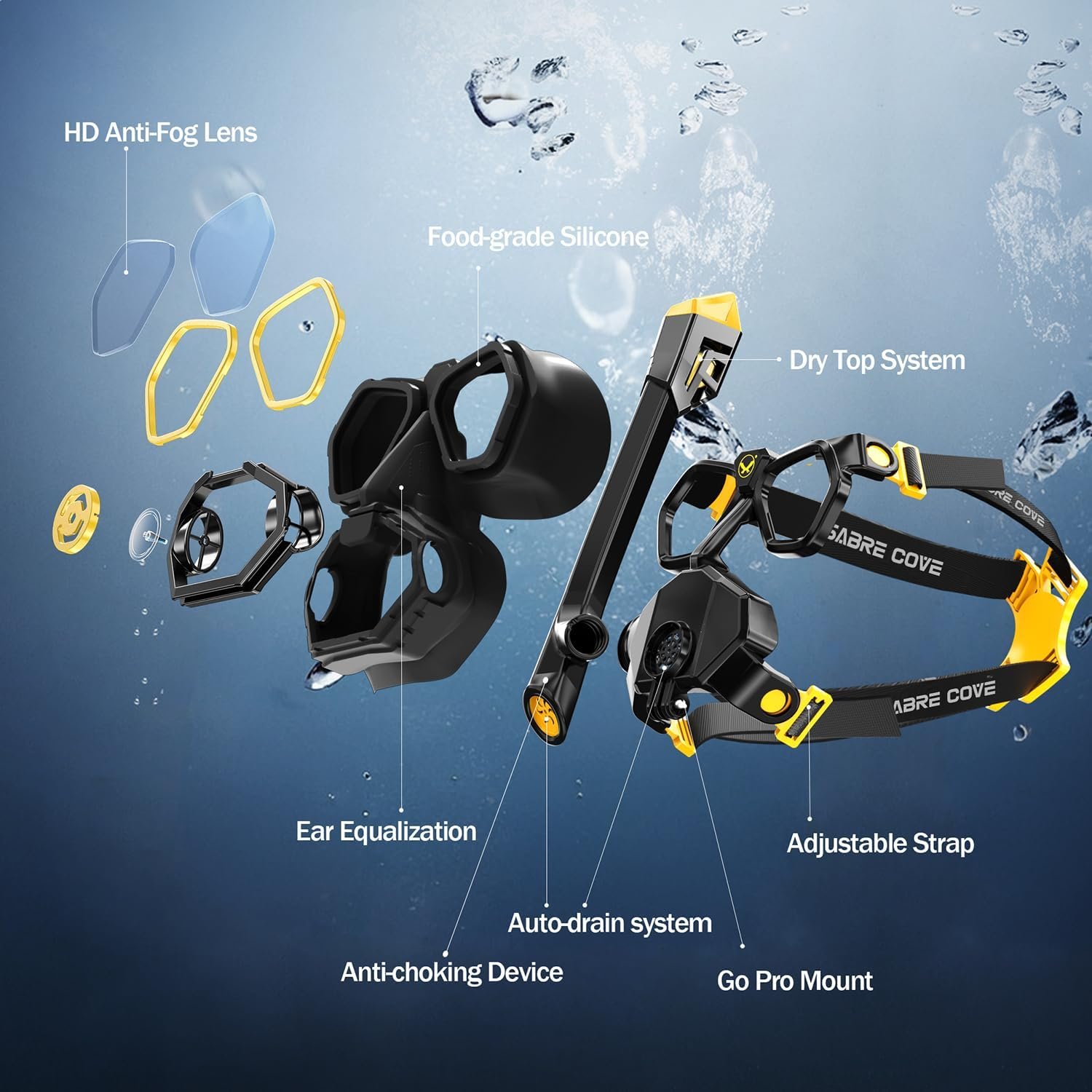 Full Face Snorkel Mask for Adults Teen, Snorkel Mask with Ear Equalization, Quick Release Anti-Leak and Anti-Fog with Mesh Bag for Snorkels, Portable Snorkeling Gear with Detachable Camera Mount, S/M - Image 8