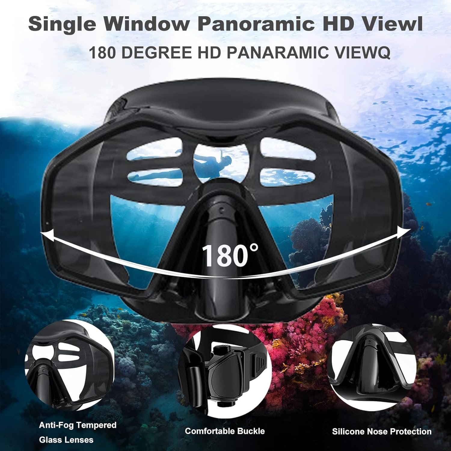 Snorkeling Gear for Adults,Dry-Top Snorkel Mask Set with Tempered Glass,Anti-Fog & Anti-Leak Panoramic Swim Mask,Adjustable Snorkel Kit with Carry Bag for Scuba Diving,Swimming,Travel - Image 3