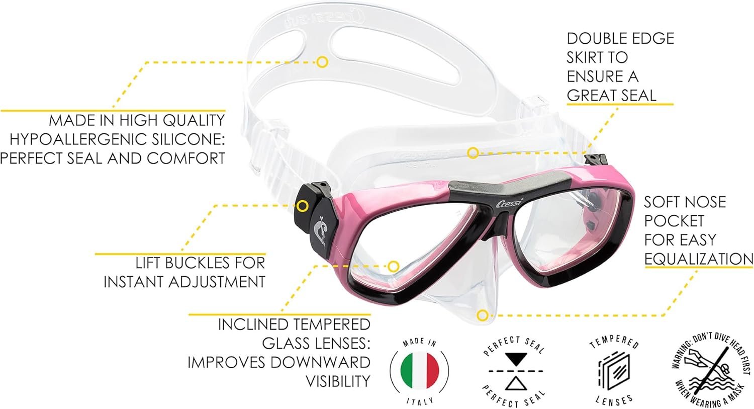 Cressi Adult Snorkel Kit- Lightweight Mask & Snorkel Combo for Snorkeling- Focus & Supernova Dry - Designed in Italy - Image 2