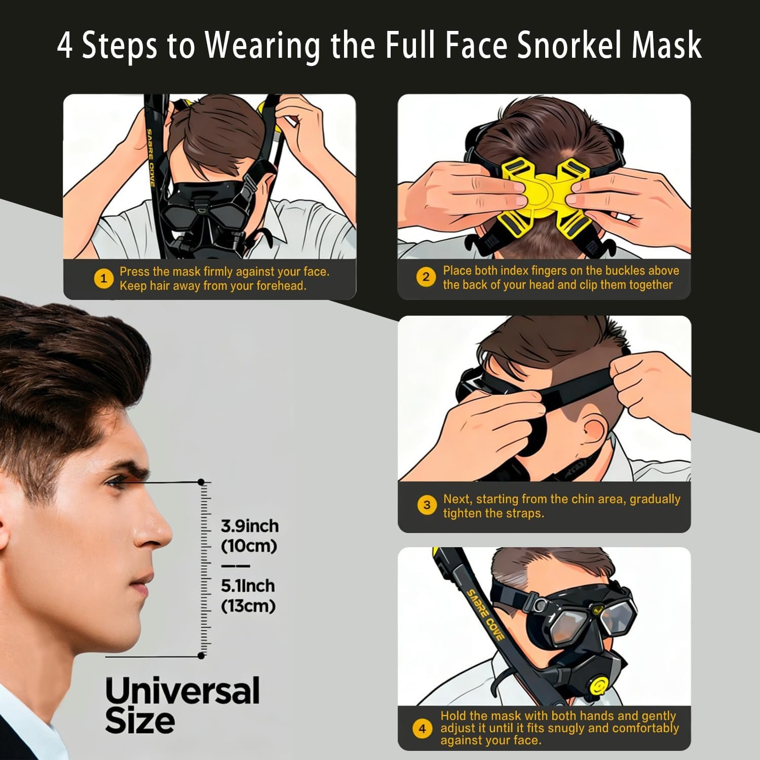 Full Face Snorkel Mask for Adults Teen, Snorkel Mask with Ear Equalization, Quick Release Anti-Leak and Anti-Fog with Mesh Bag for Snorkels, Portable Snorkeling Gear with Detachable Camera Mount, S/M - Image 5