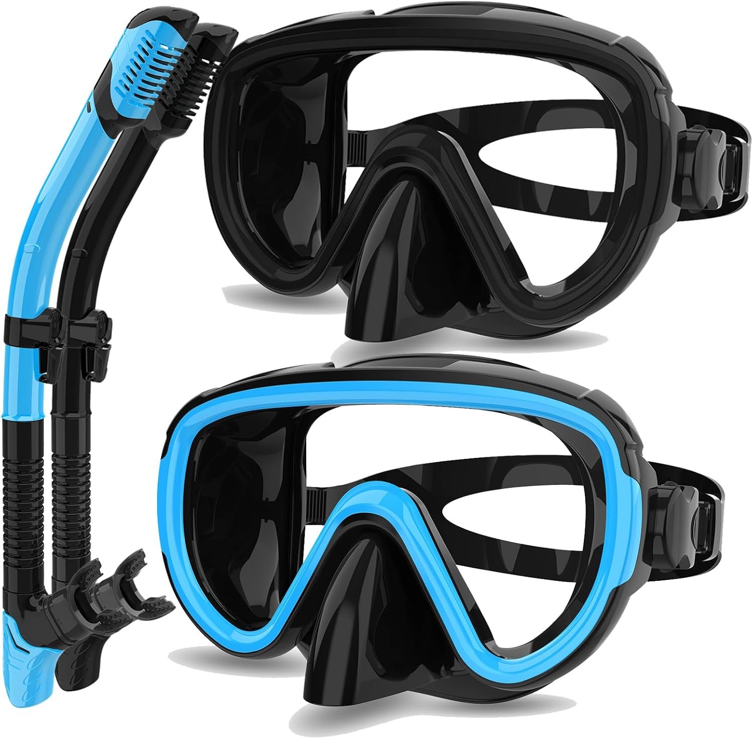 2 Packs Dry Snorkel Mask Set Snorkeling Gear for Adults Scuba Diving Mask Swimming Glasses Swim Dive Mask Nose Cover Free Diving