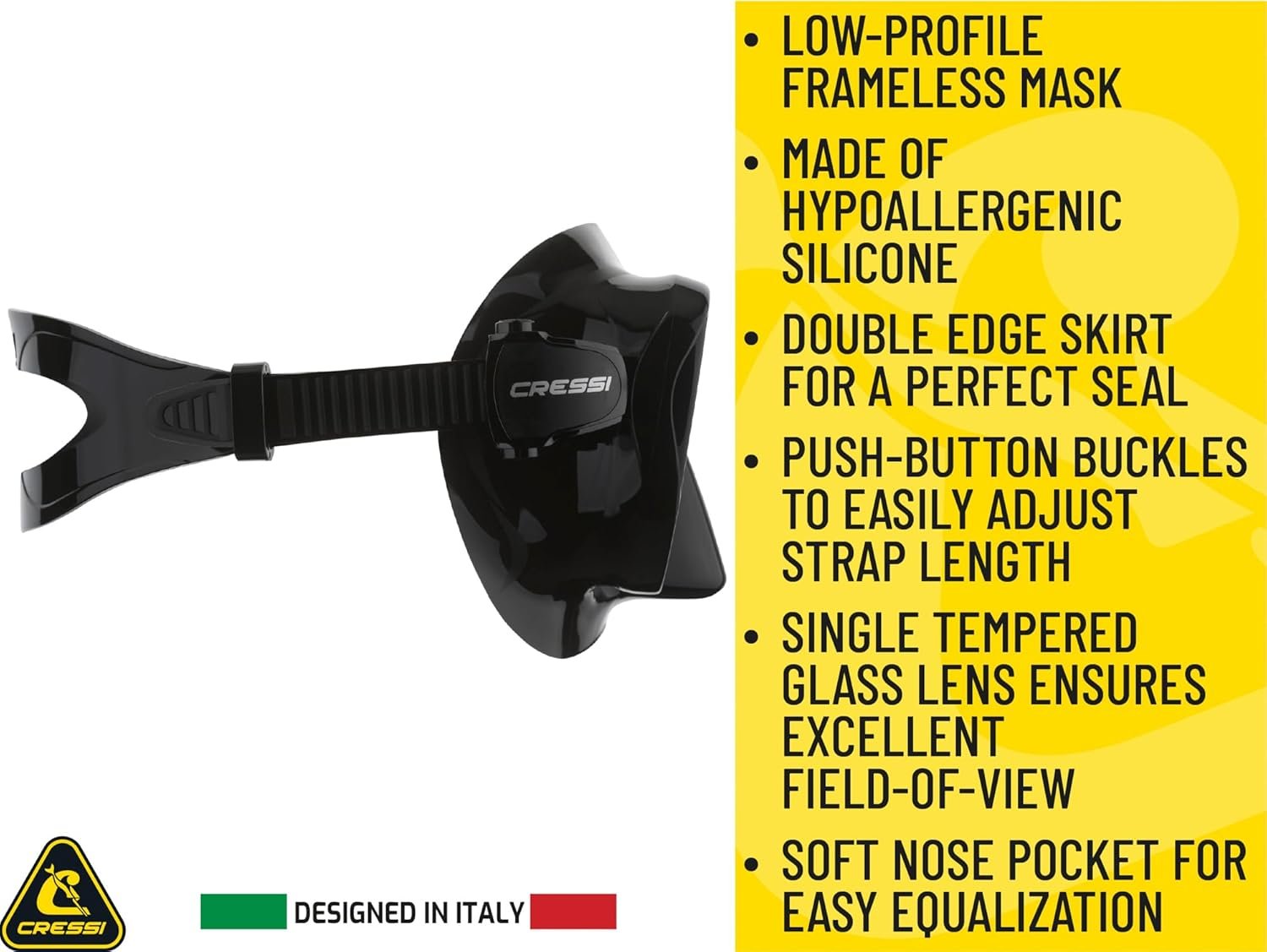 Cressi F1 Frameless Snorkel Mask - Low-Profile Snorkel Gear - Fold-Flat Snorkeling Gear for Adults - Comfort Fit & Scuba Mask - Image 4