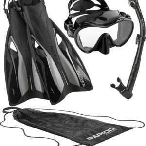 Phantom Aquatics Frameless Snorkel Mask Fin Snorkeling Set