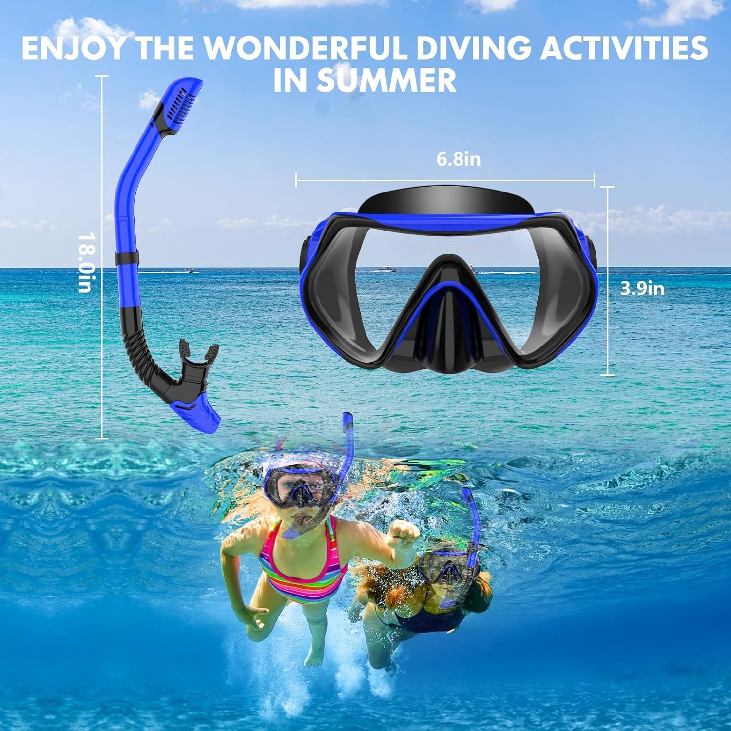 Snorkeling Gear for Adults, Dry-Top Snorkel Set Scuba Diving mask, 180°Panoramic Wide View Professional Snorkeling Gear Breathing Freely Snorkel Mask - Image 6