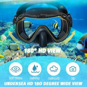 Snorkeling Gear for Adults, Snorkel Mask Set 180° Panoramic View Snorkel Gear, 100% Food-Grade Silicone Anti-Fog Anti-Leak Dry Top Diving Mask for Snorkeling Swimming Scuba Diving