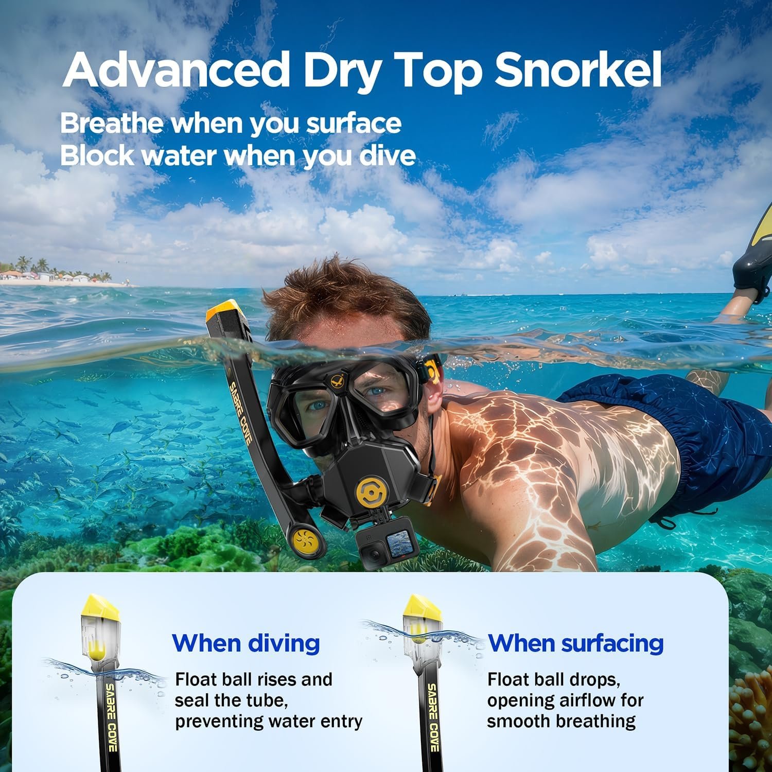 Full Face Snorkel Mask for Adults Teen, Snorkel Mask with Ear Equalization, Quick Release Anti-Leak and Anti-Fog with Mesh Bag for Snorkels, Portable Snorkeling Gear with Detachable Camera Mount, S/M - Image 9