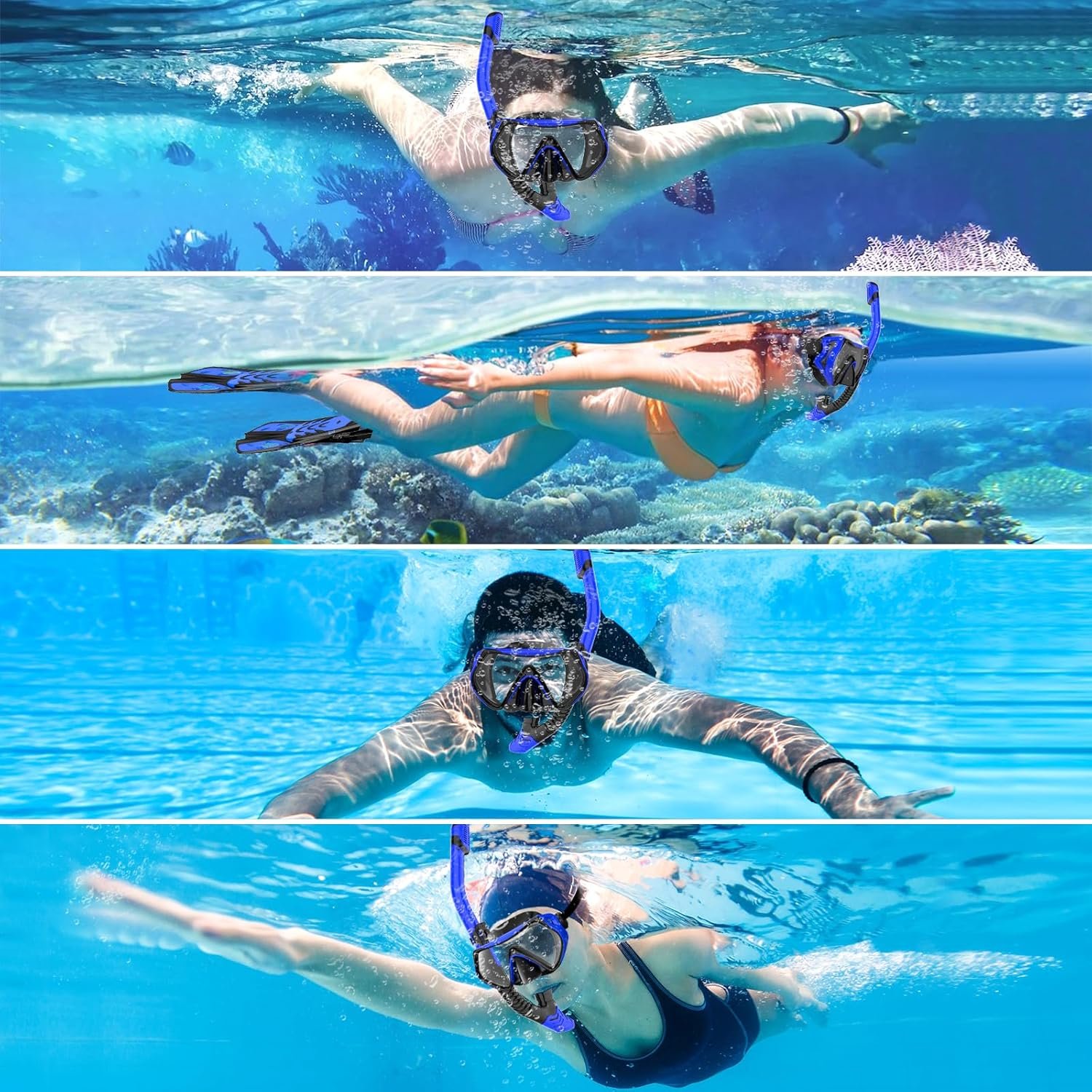 Snorkeling Gear for Adults, Dry-Top Snorkel Set Scuba Diving mask, 180°Panoramic Wide View Professional Snorkeling Gear Breathing Freely Snorkel Mask - Image 5