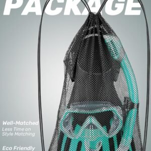 CAPAS Snorkel Mask Fins Set, Travel Size Snorkeling Gear for Adults with Adjustable Fins, Diving Mask and Dry Top Snorkel, Come with a Carrying Bag