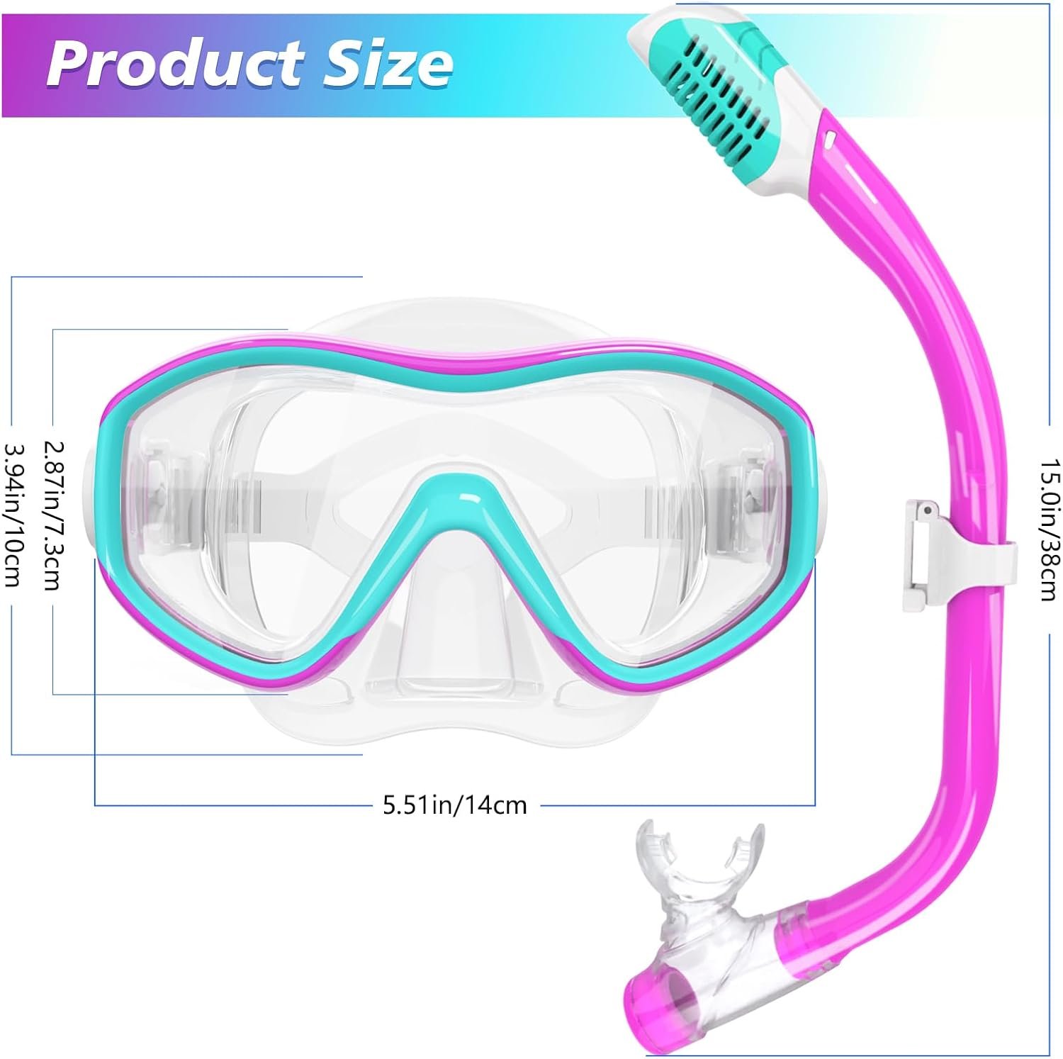 Kids Mask Snorkel Set for Age 5-15,Dry Top Snorkeling Gear for Kids Boys Girls Junior & Youth, Tempered Glass Snorkel Mask with Fins for Swimming Snorkeling - Image 5
