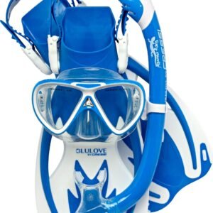 Cressi Junior Snorkeling Kit for Young Aged 3 to 10 – Mask + Dry Snorkel + Adjustable Fins + Net Bag – Lightweight Colorful Equipment – Rocks Pro Dry Set
