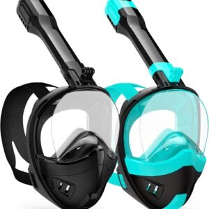 Full Face Snorkel Mask, Snorkeling Gear for Adults Kids with Latest Dry Top Breathing System and Detachable Camera Mount, with 180 Degree Panoramic View