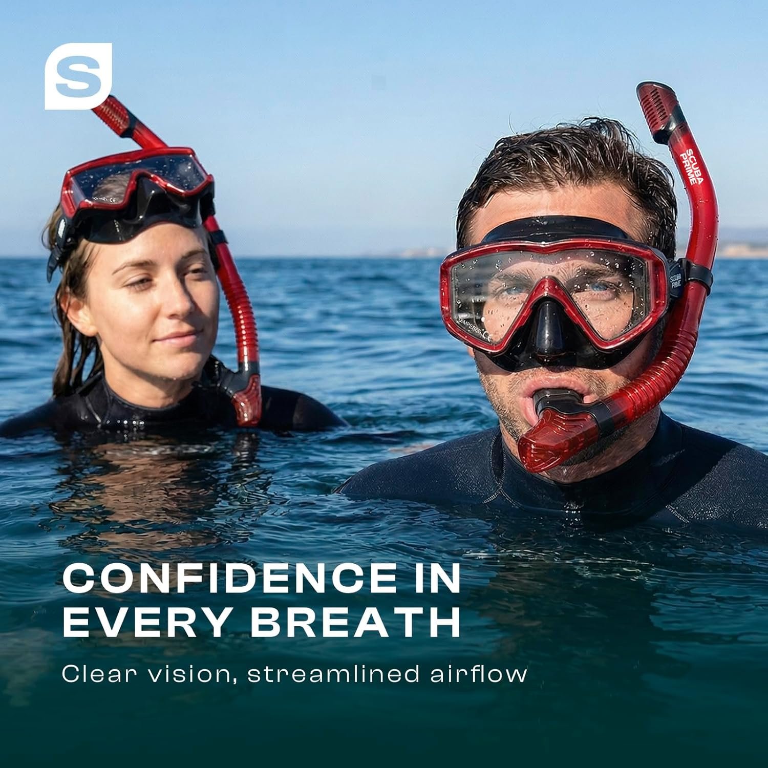Pano 3 180° Panoramic Dive Mask, Three-Window Tempered Glass Scuba Mask with Dry Top Snorkel, Dual-Layer Silicone Skirt Anti-Leak Diving Gear for Men Women Teens Adults, 4 Color Options - Image 2