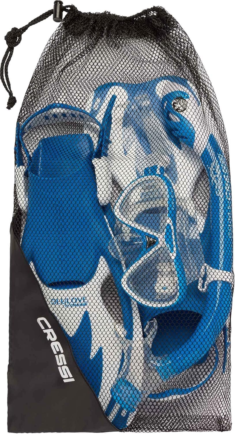 Cressi Junior Snorkeling Kit for Young Aged 3 to 10 - Mask + Dry Snorkel + Adjustable Fins + Net Bag - Lightweight Colorful Equipment - Rocks Pro Dry Set - Image 4