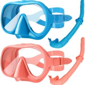 2 Sets Snorkeling Gear for Adults, Snorkel Set Adult Panoramic View, Anti-Leak Anti-Fog Scuba Diving Mask with Mesh Bag, for Portable Professional Diving Snorkeling Set