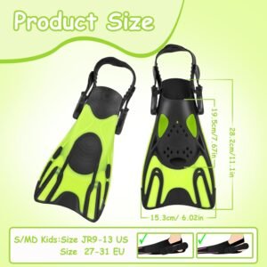 Snorkeling Gear for Kids, Mask Fins Snorkel Set for Kid Panoramic View Diving Mask Anti-Fog Anti-Leak Dry Top Snorkel and Dive Flippers with Travel Bag Snorkeling Packages for Kid