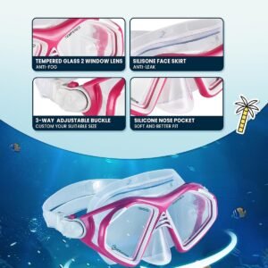 OutdoorMaster x U.S. Divers Admiral Snorkel Mask Adult, Dry Top Snorkel Set with Goggles Anti-Fog Snorkeling Gear for Adults Diving Mask for Travel Use